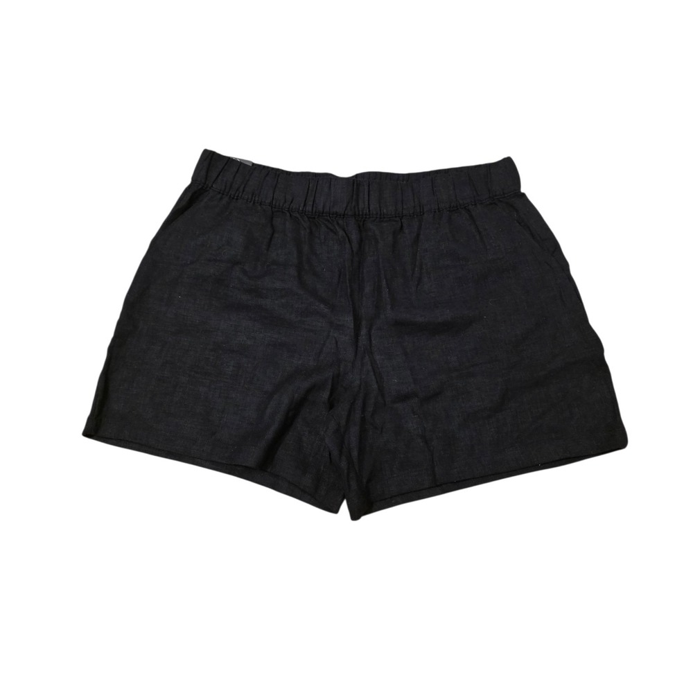 Blank NYC Black Linen Blend Pull On Minimalist Comfy 5" Inseam Shorts Size Large